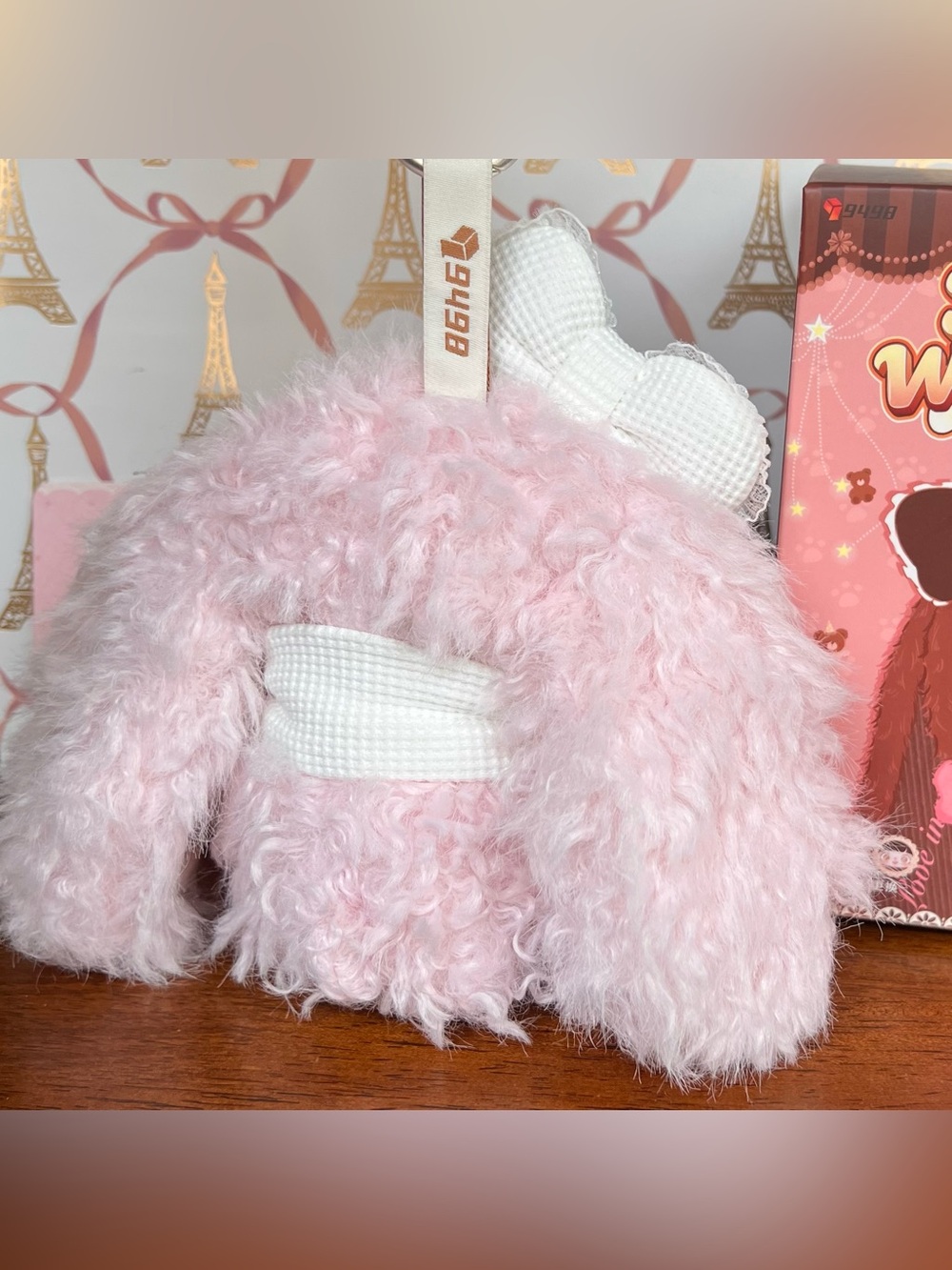 Kawaii Pink Bunny Plush Keychain - Picture 2 of 3